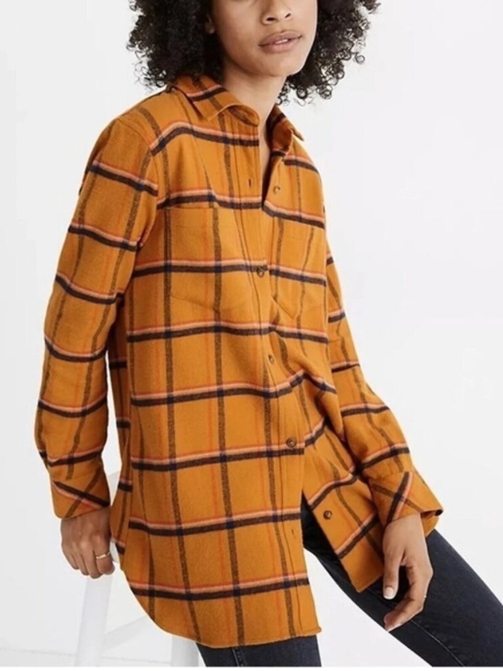 Madewell Mustard Plaid Flannel